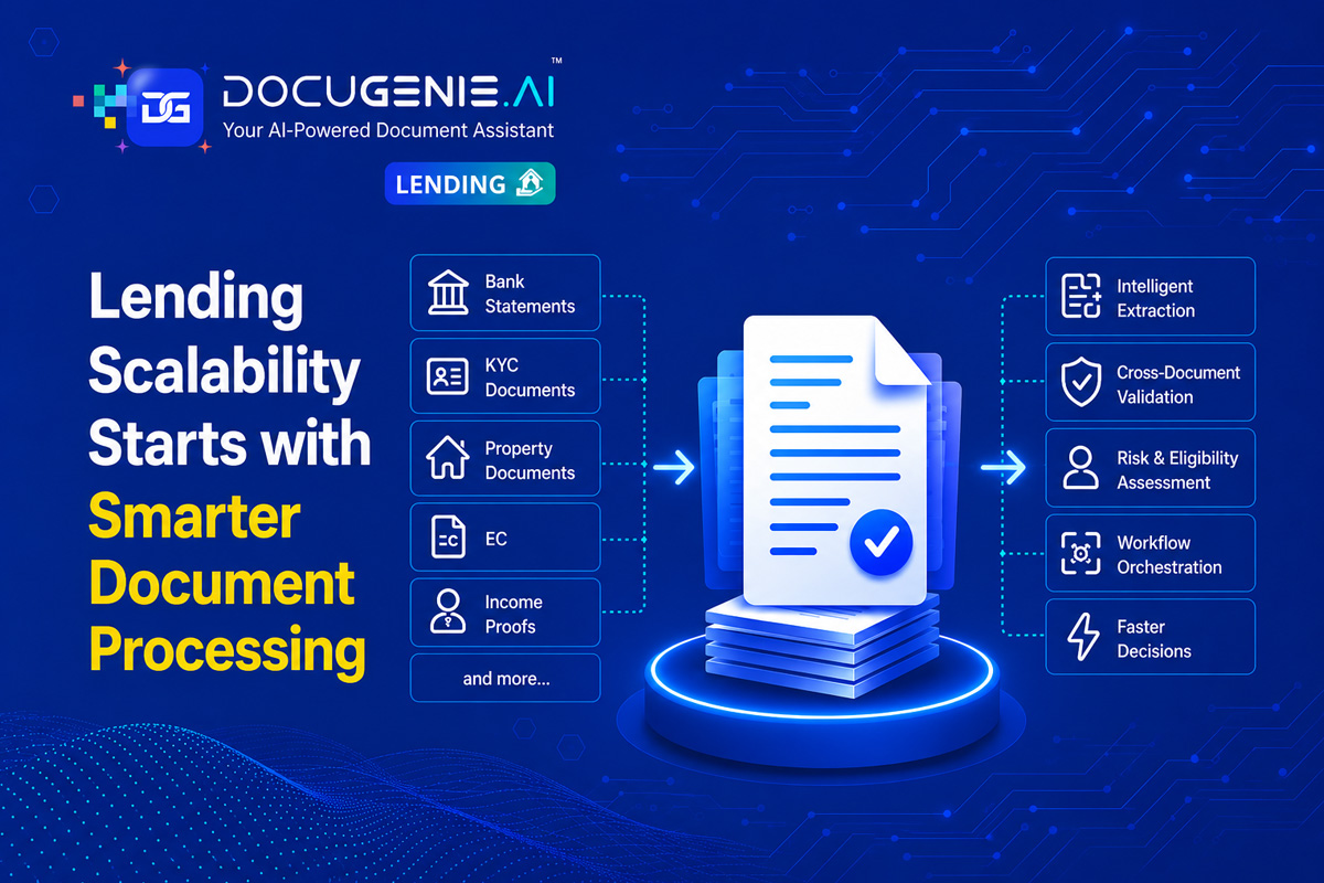 DocuGenie.AI lending document processing platform for intelligent extraction, KYC verification, risk assessment, and workflow automation