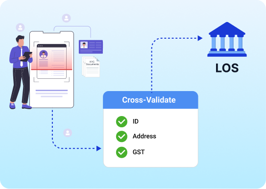 AI capturing, extracting and validating applicant identity and address proofs with Aadhaar QR, PAN and DigiLocker verification for seamless onboarding.