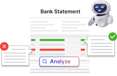 AI extracting and standardizing bank statement data for credit and risk assessment.