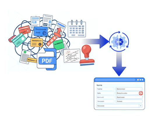 Context-aware data extraction pulling identity fields, dates and signatures to verify KYC accurately and at scale.