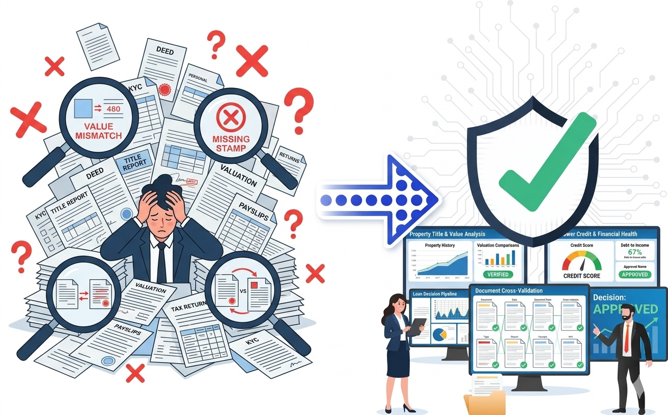 AI-powered digital customer onboarding with LAP automation to verify documents and accelerate risk management by reducing manual efforts.